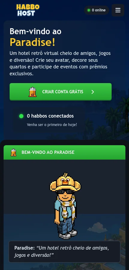 Captura de la web HabboHost en el móvil