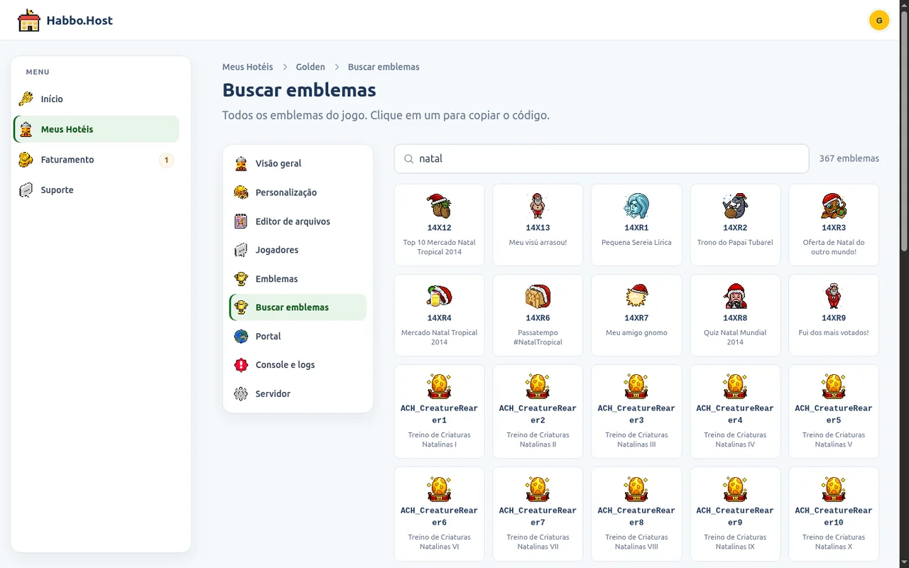 Panel screenshot: Badge search