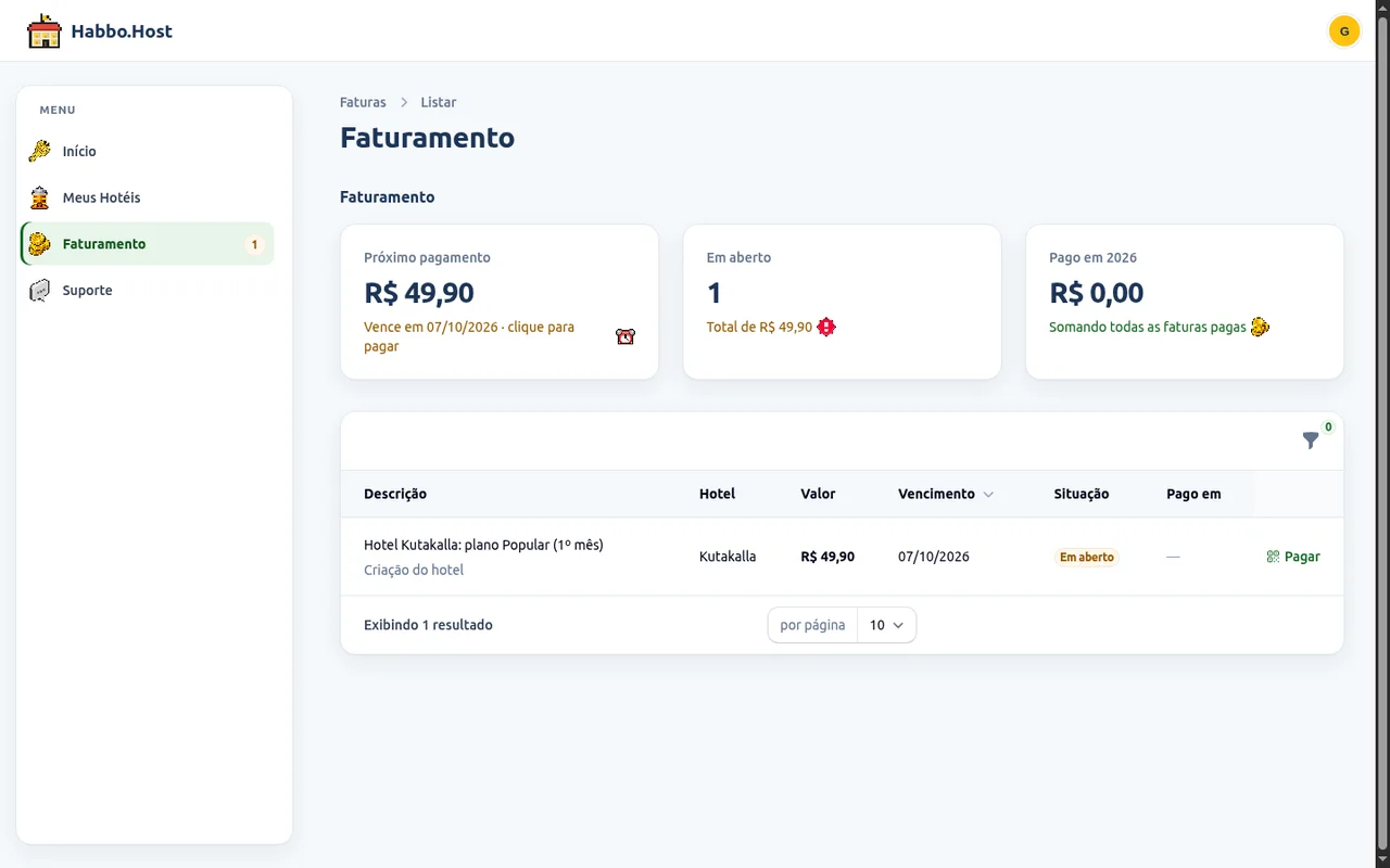 Panel screenshot: Billing