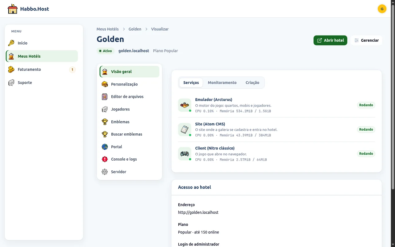 Panel screenshot: Hotel overview